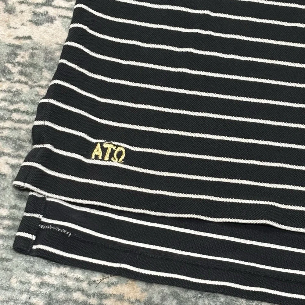 Polo Ralph Lauren black and white striped Alpha Tau Omega Large